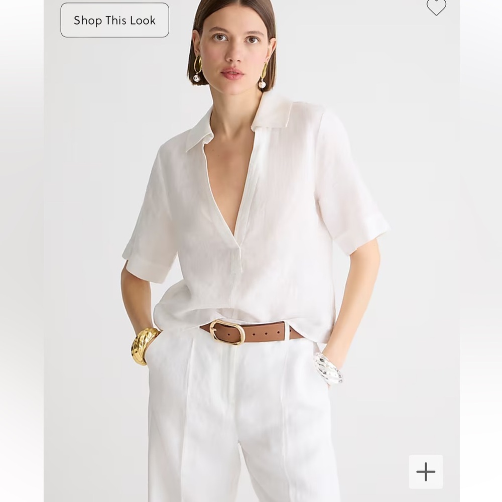 J.Crew Bungalow popover top in linen